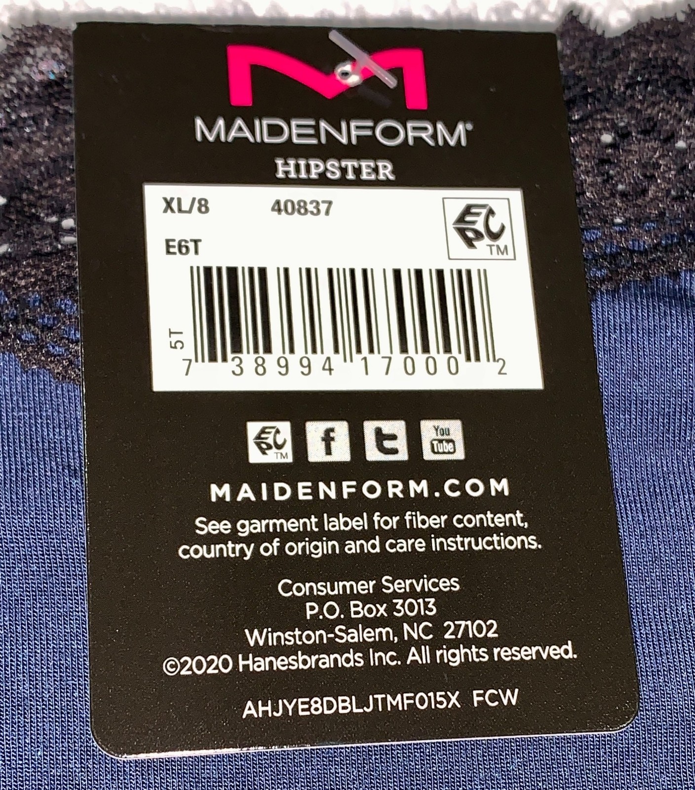 MAIDENFORM Scalloped Lace Trim Navy Blue Black Cheeky Hipster Panty Womens XL 8