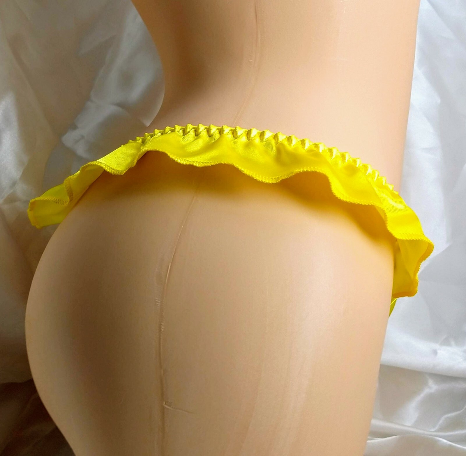 Yellow Satin Flutter Thong panties, Exclusively by Classic Satin