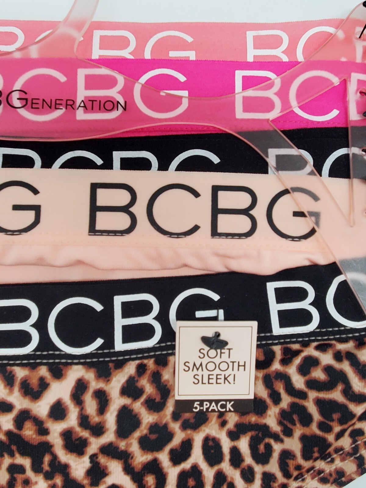 BCBG 5 Pack Women Small-XLarge Thong No Panty Lines Black/Brown/Peach/Pink/Blush