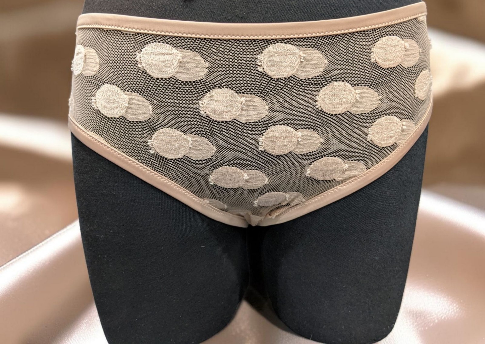 ERES BALLON BULE SATIN TRIMMED POLKA DOT LACE BRIEFS BISCUIT SIZE 40/US 8