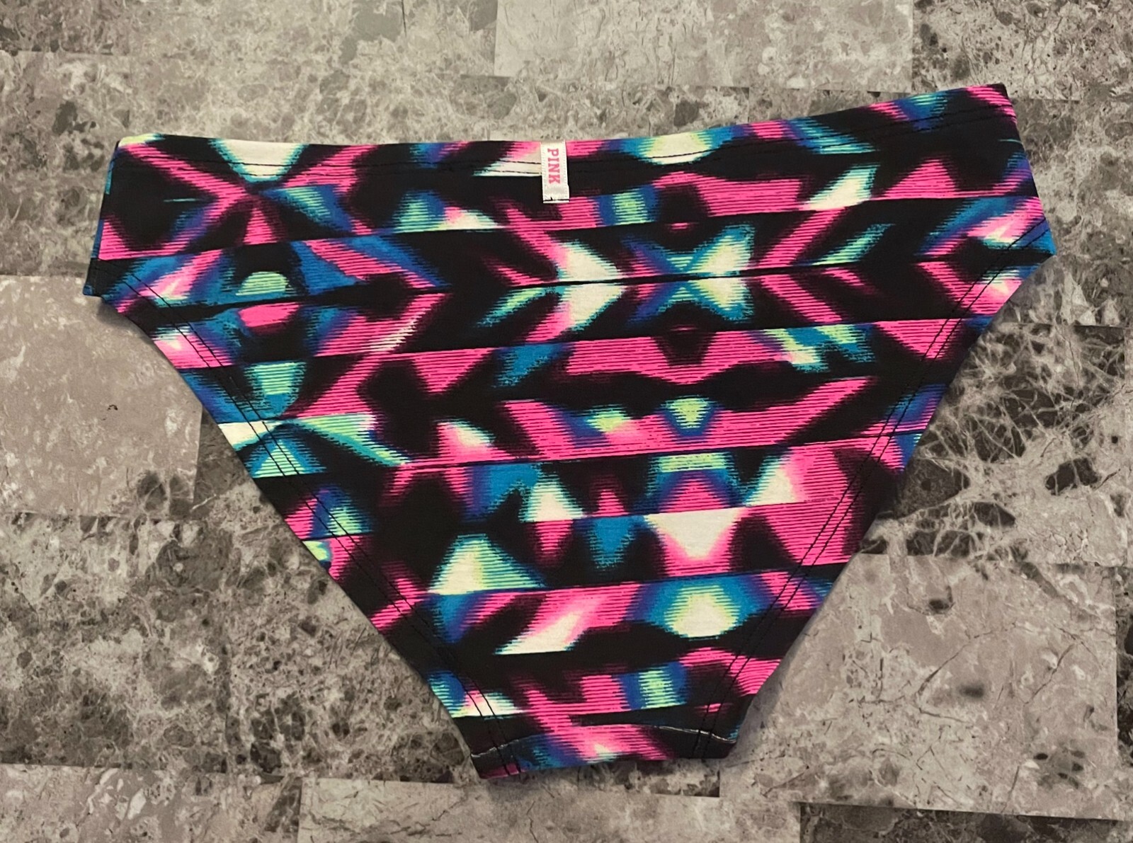 NWT VICTORIA’S SECRET PINK S GEOMETRIC AZTEC RUCHED VINTAGE RARE BIKINI PANTIES