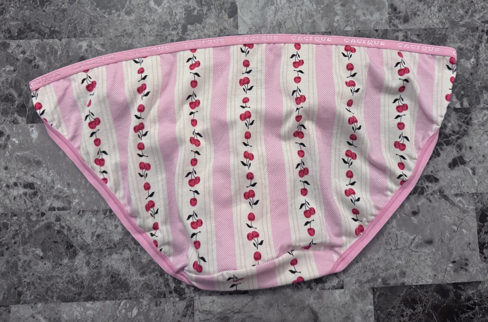 CACIQUE LANE BRYANT 10/12 STRIPE CHERRY DOUBLE STRING STRAPPY BIKINI PANTIES