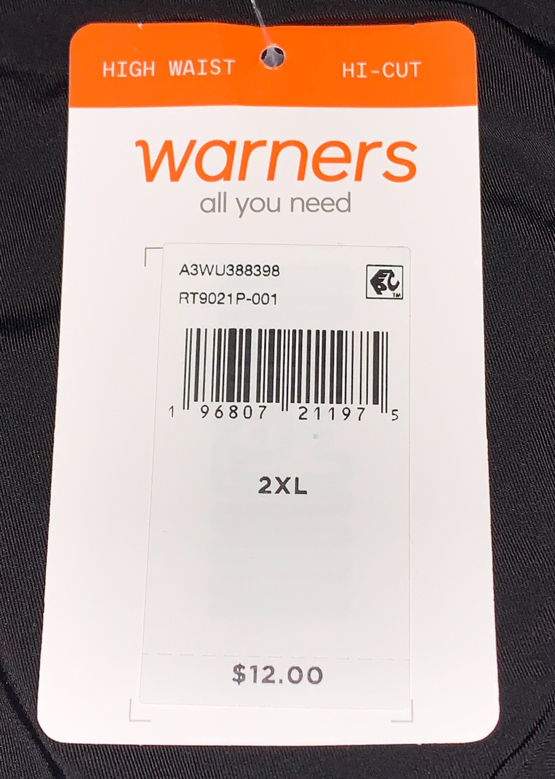WARNERS Smooth It Over Black Modern Hi Cut Brief Panty Womens S M L 7 XL 8 2XL 9