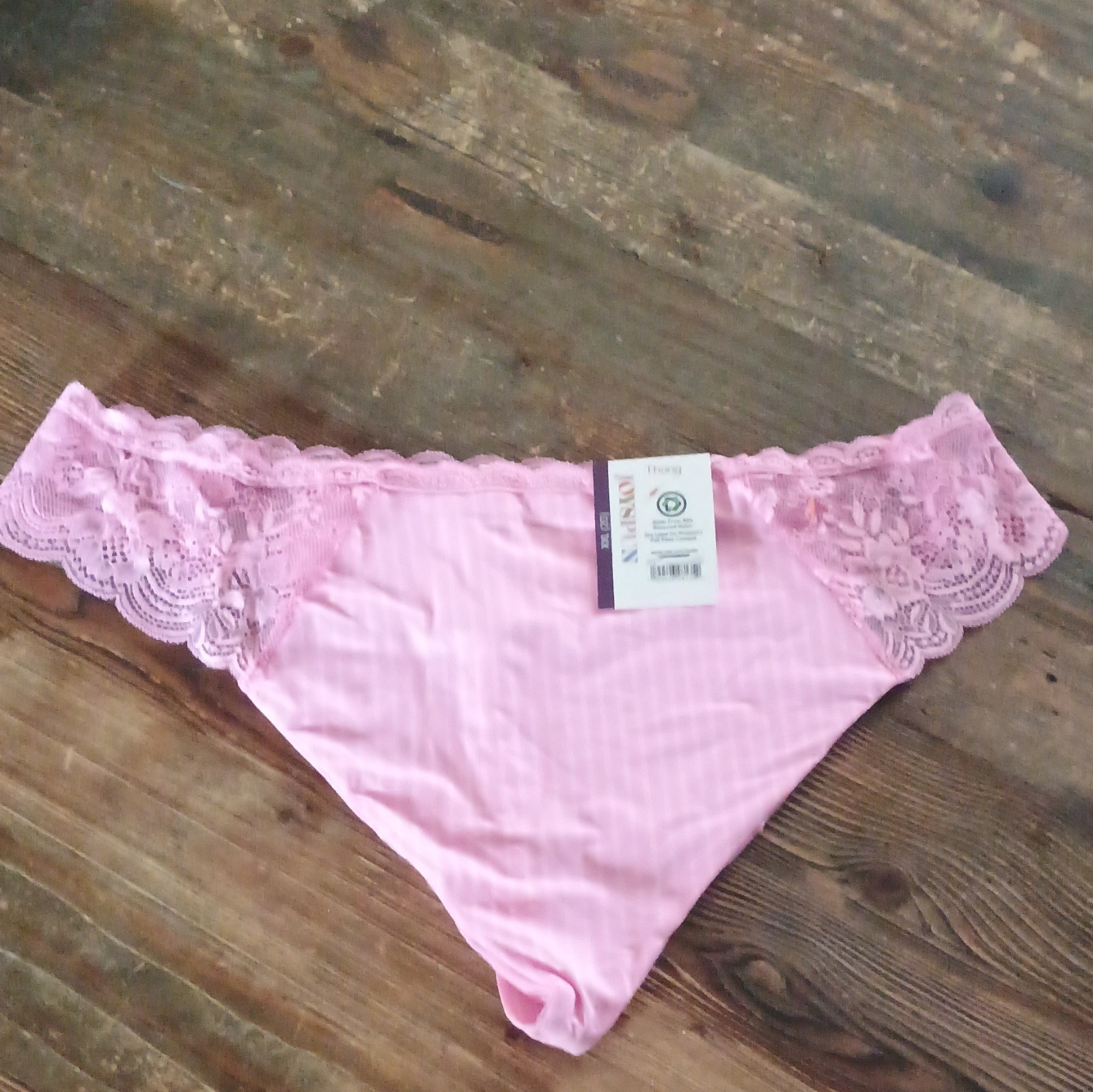 joy spun Women’s Pink Striped Lace Stretch Thong Panties Nylon Size XXL (20)