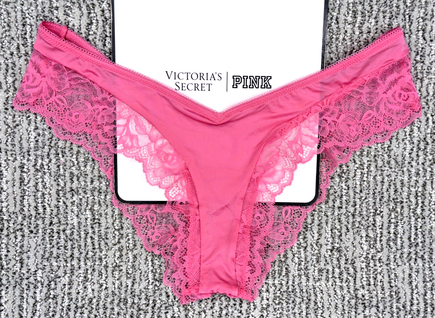 Victoria’s Secret Very Sexy NWT Small Pink Lace Trim High Leg Cheeky Panty