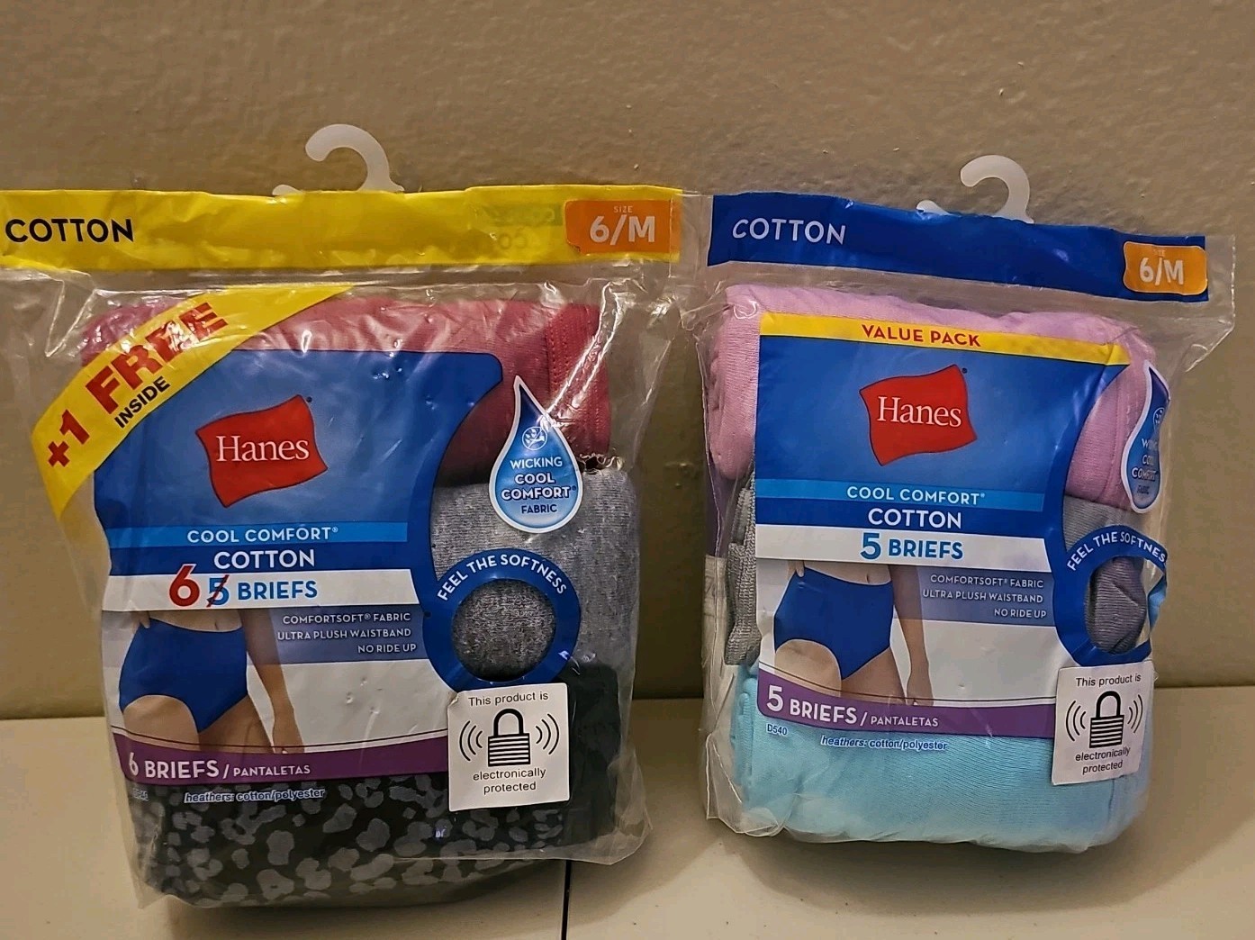 Hanes Women’s Briefs Size 6-M 5/6Pack Cotton Assorted Colors Lot Of 2