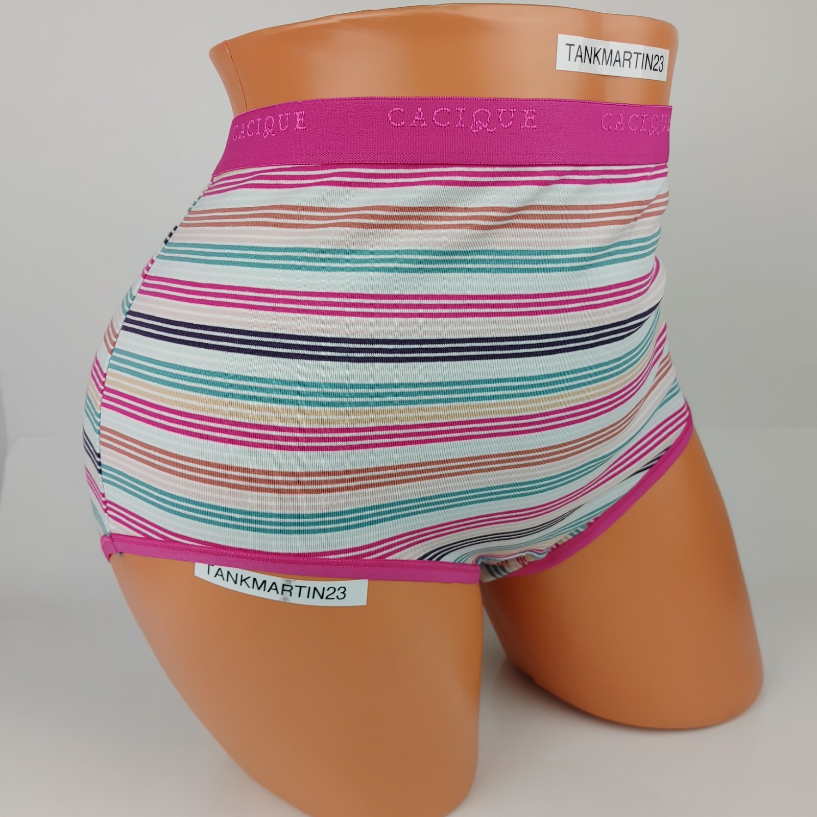 LANE BRYANT CACIQUE PLUS COTTON FULL BRIEF 22/24 PANTY STRIPES PINK TEAL BLUE