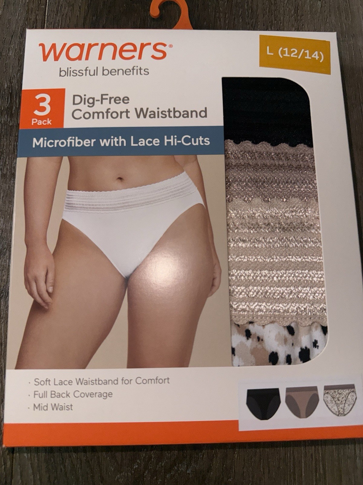 Warners ~ Women’s HI-Cut Underwear Panties Polyester Blend 3-Pair ~ L
