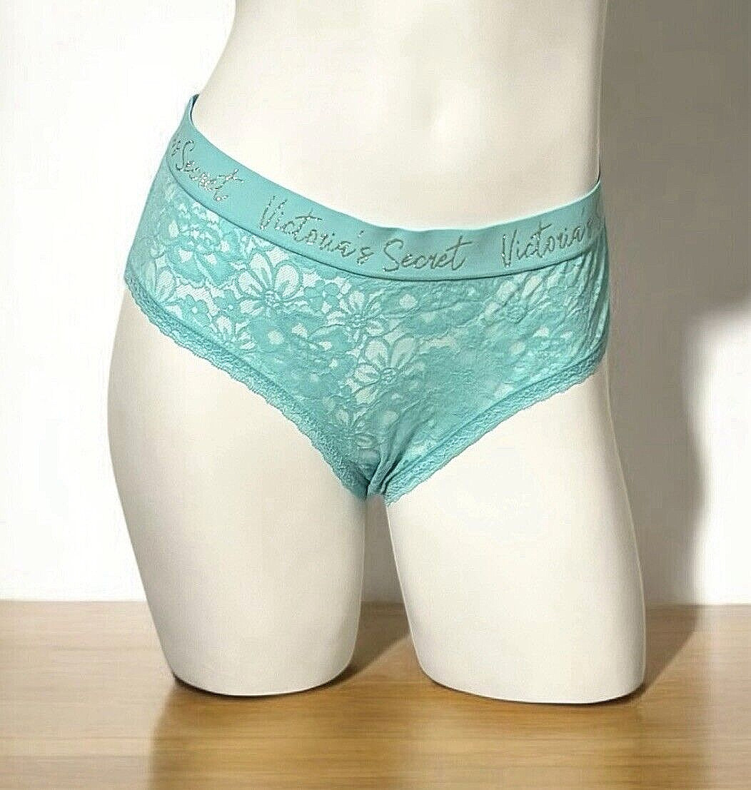 NWT WOMEN’S VICTORIA’S SECRET FLORAL LACE HIPHUGGER PANTY DARK MINT GREEN SZ XL