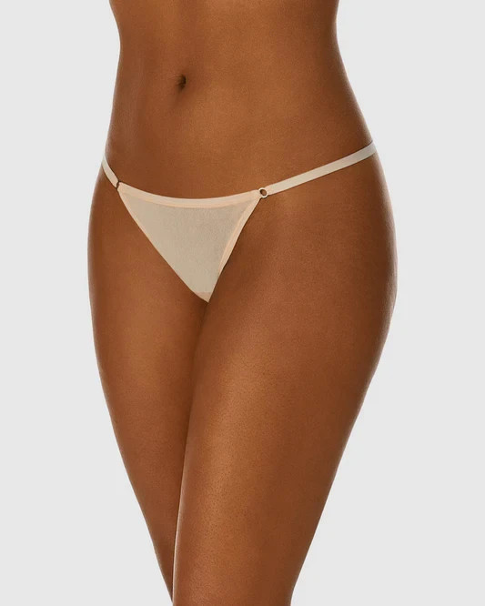 On Gossamer Women’s Mesh String Thong, Champagne, Size M/L 0443