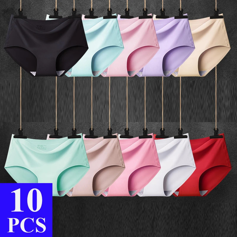 Seamless Panties Plus Size High Rise Womens Cotton Soft Stretch 10 Pcs