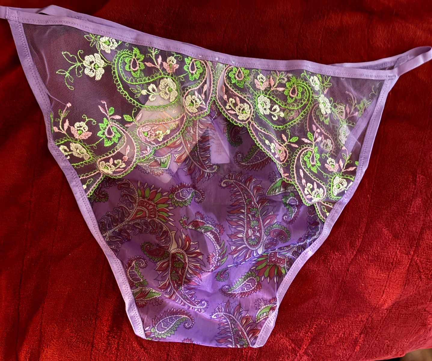 Savage X Fenty Lavender Bohemian Paisley Embroidered String Bikini 3X NWT