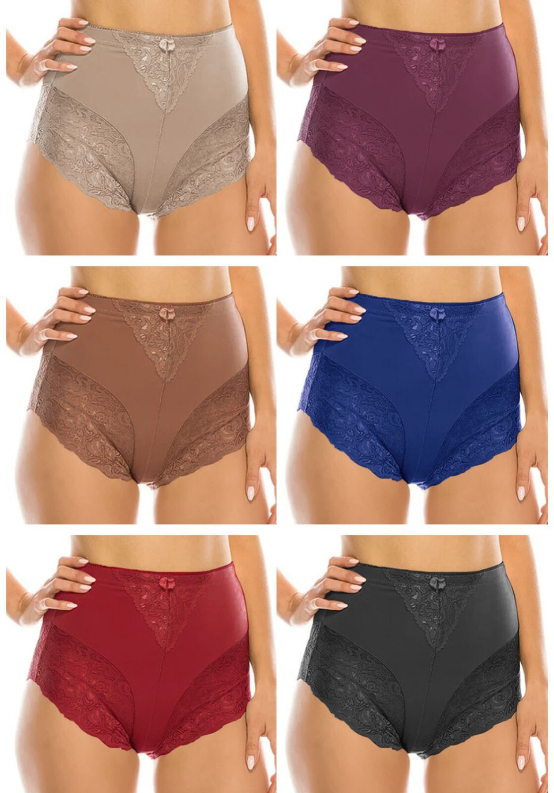 2 ,4 or 6 High Waisted Briefs Tummy Control Girdles Lace Shaper Panties 31 S-5XL
