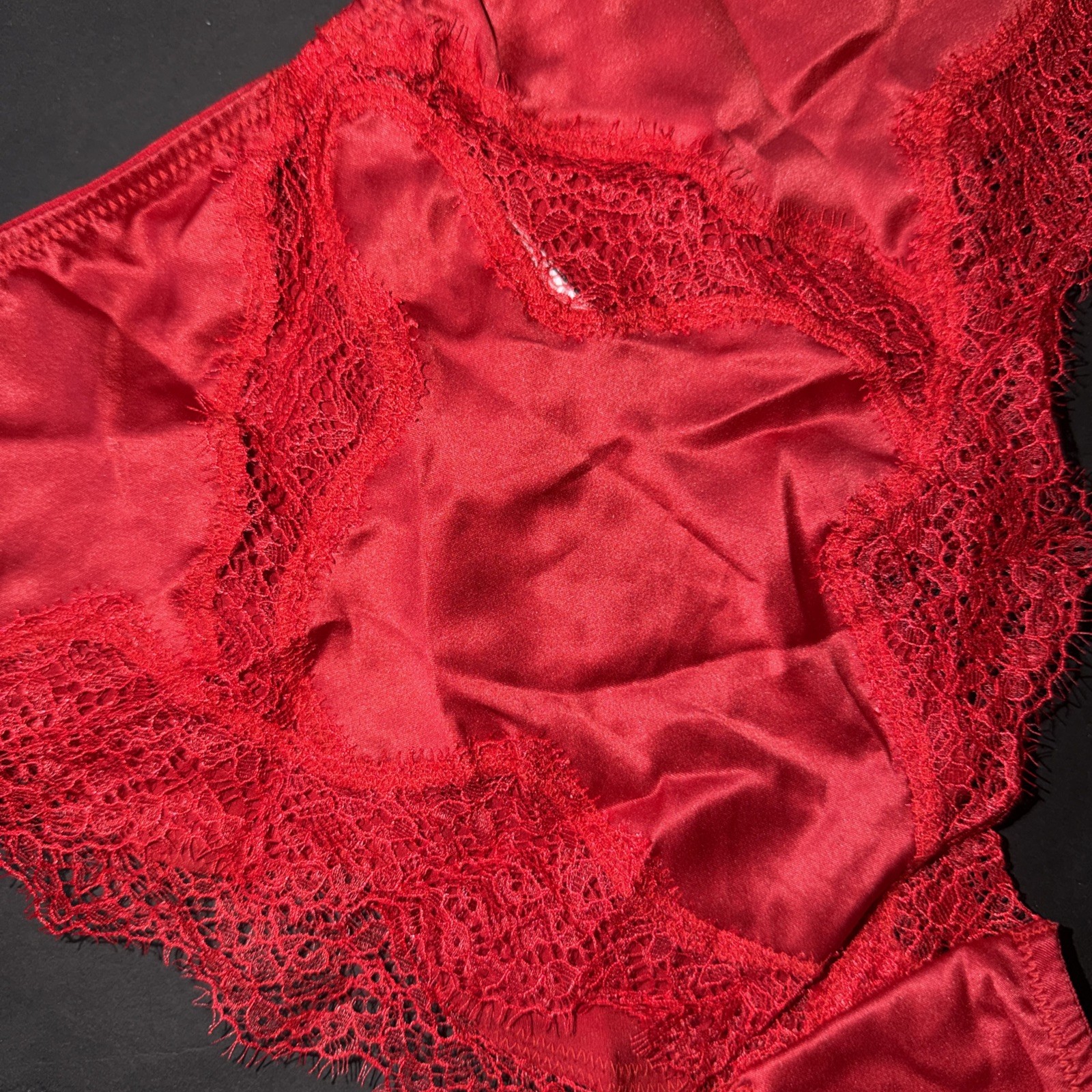 NWT Victoria’s Secret M PANTY BRAZILIAN SLIP satin RED LACE DREAM ANGELS