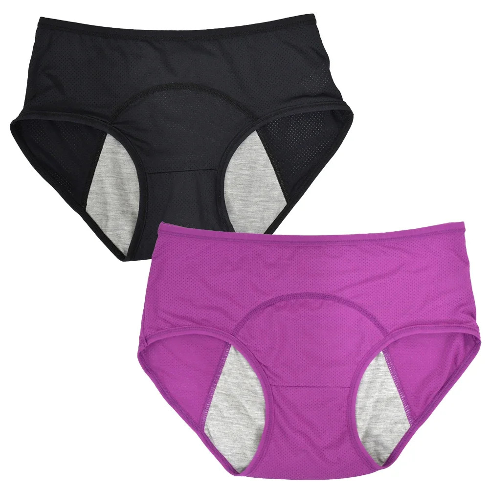 Mid Rise Menstrual Panties Briefs Leak Proof Solid Color Breathable Comfort Fit