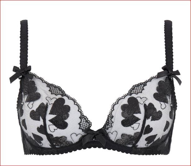 Agent Provocateur Milena Black Heart Underwire Bra- UK36DD