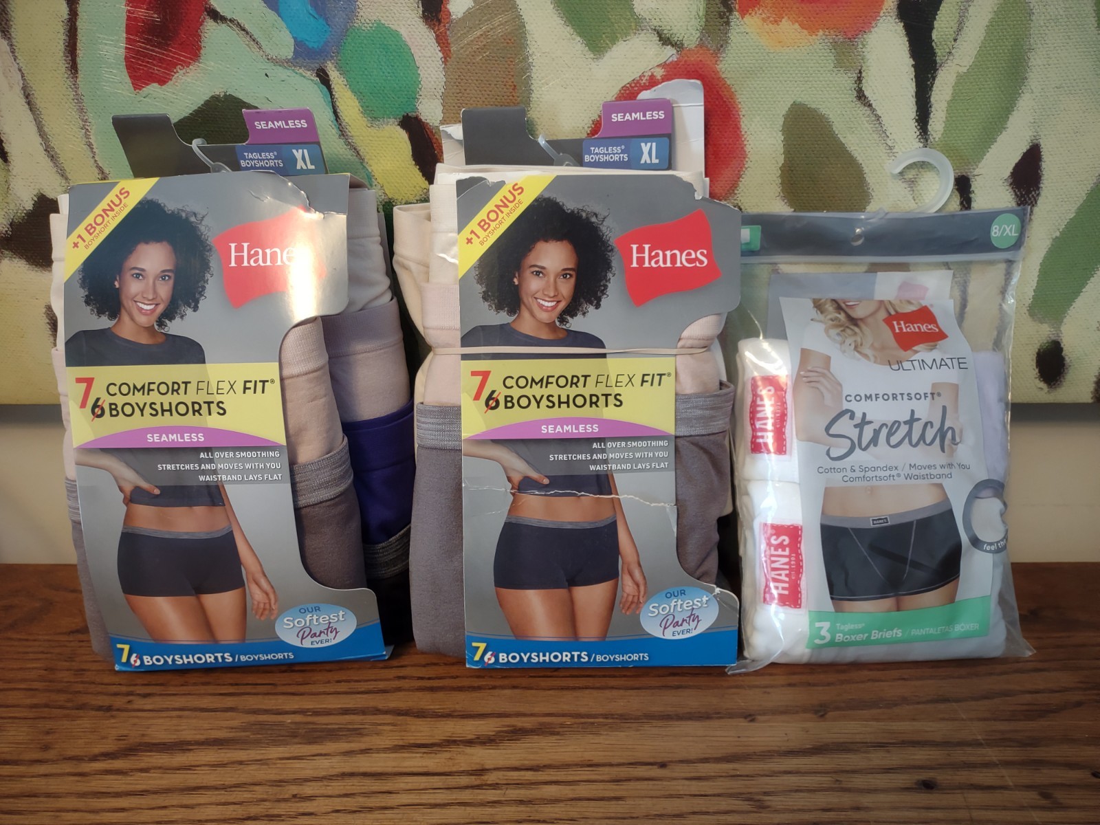 14 Pair Hanes Women’s XL 8 Comfort Flex Fit Boy Shorts Tagless