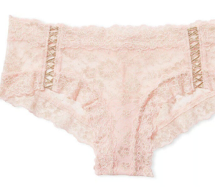 L XL XXL Pink GOLD SHINE LACE UP THE LACIE Victorias Secret CHEEKY Brief Panty