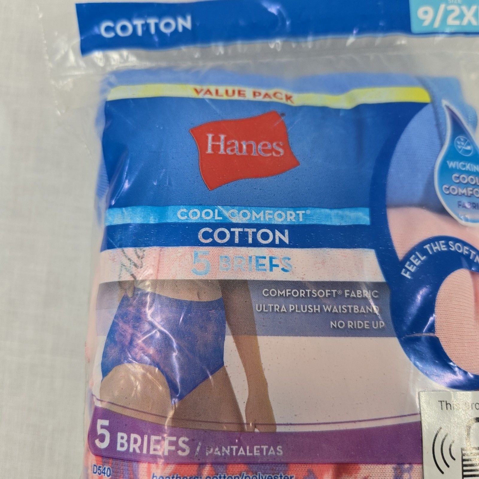 NEW Hanes Cool Comfort Cotton Briefs 5 Pack Womens Briefs Size 9 / 2XL Date 2019