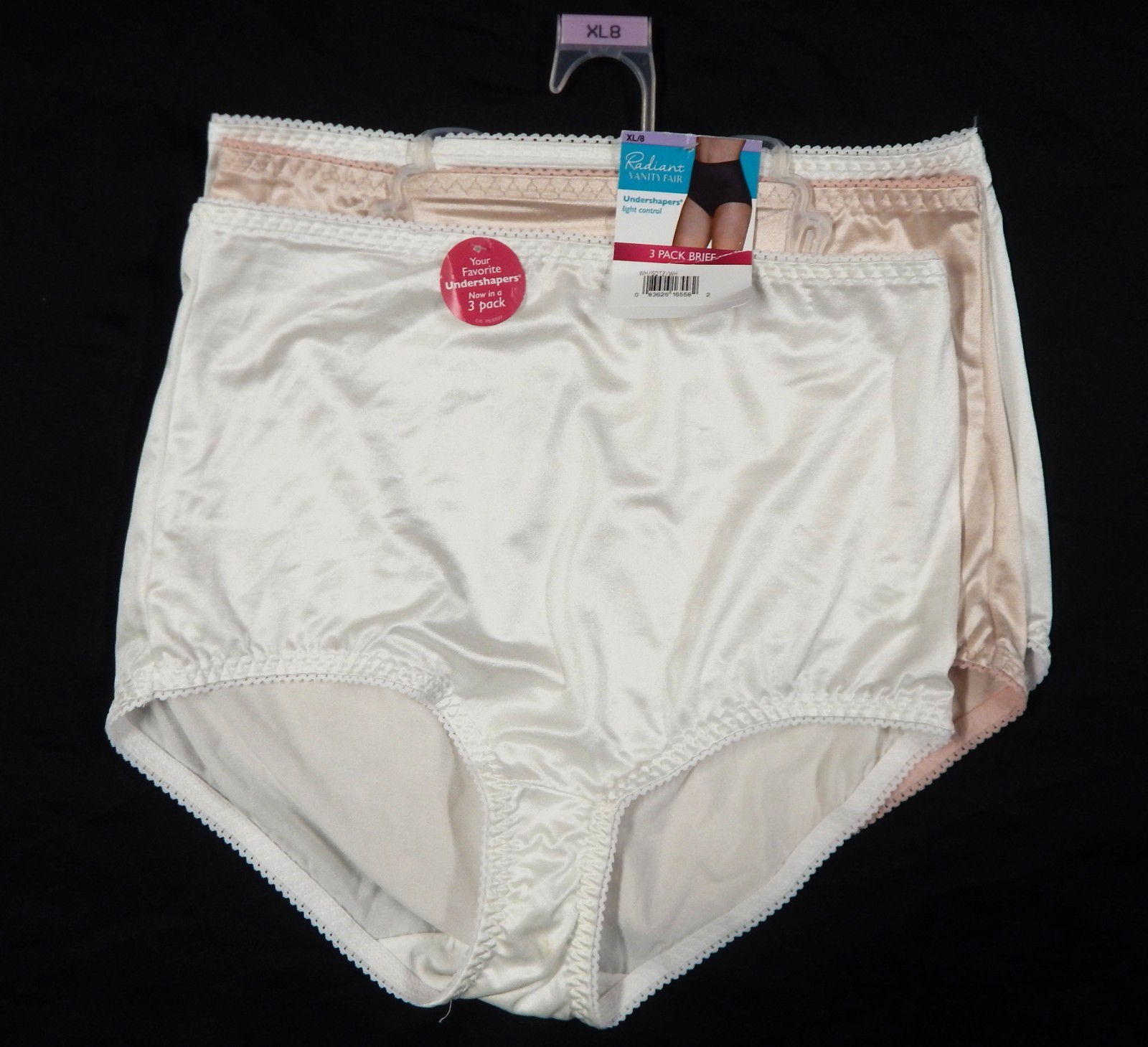 VANITY FAIR Radiant Women’s Size XL/8 Undershapers 3-Pack Briefs High Waisted