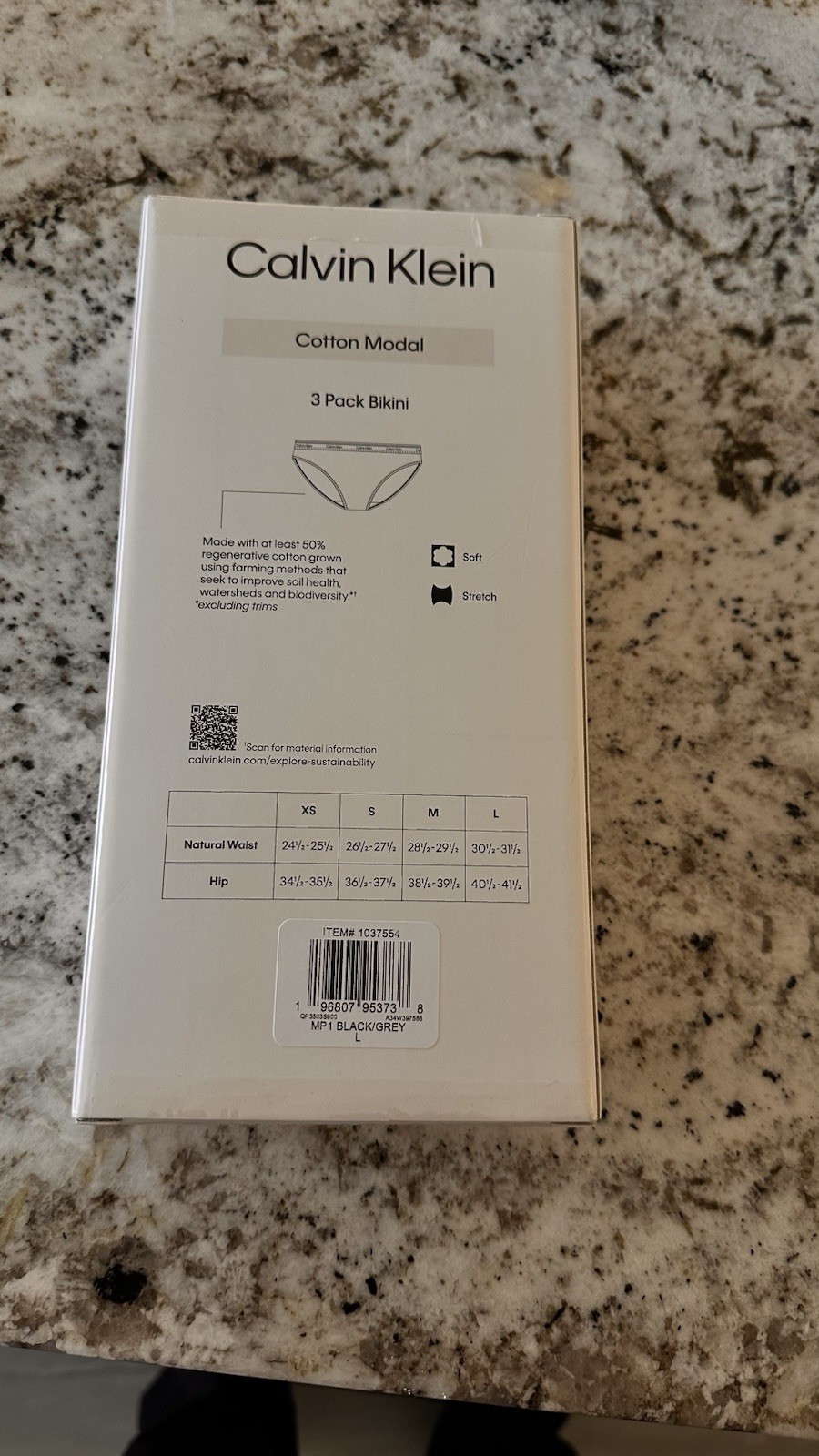 NEW Calvin Klein 3-Pack Women’s Large Stretch Bikini Panties Black, Gray, White
