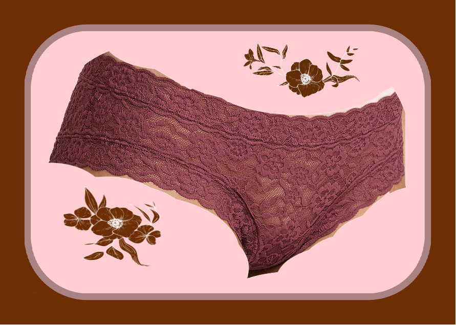 M Rose Stone Brown ALL FLORAL LACE THE LACIE Victorias Secret CHEEKY Brief Panty