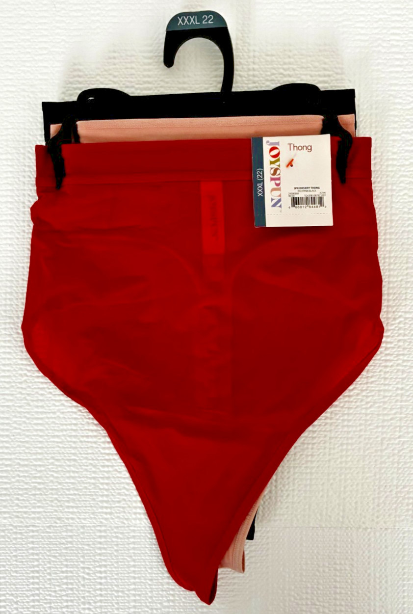 Joyspun 3 Pack Hosiery Thong Underwear Size XXXL 20 Red Black Tan New w Tags