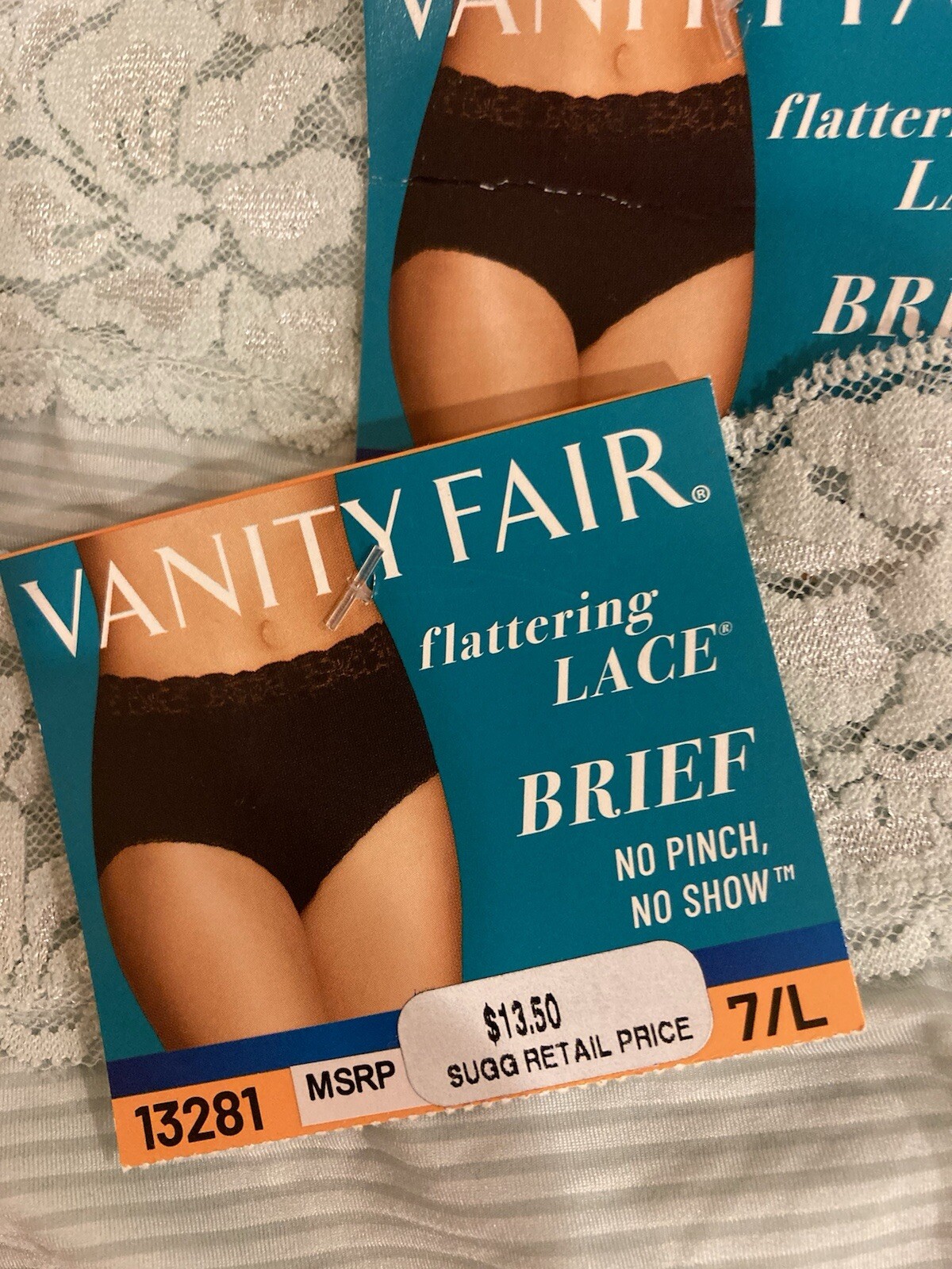 Vanity Fair Stripe Flattering Lace Brief 13281 6 7 8 NWT Soft Jade pack 2 or 3
