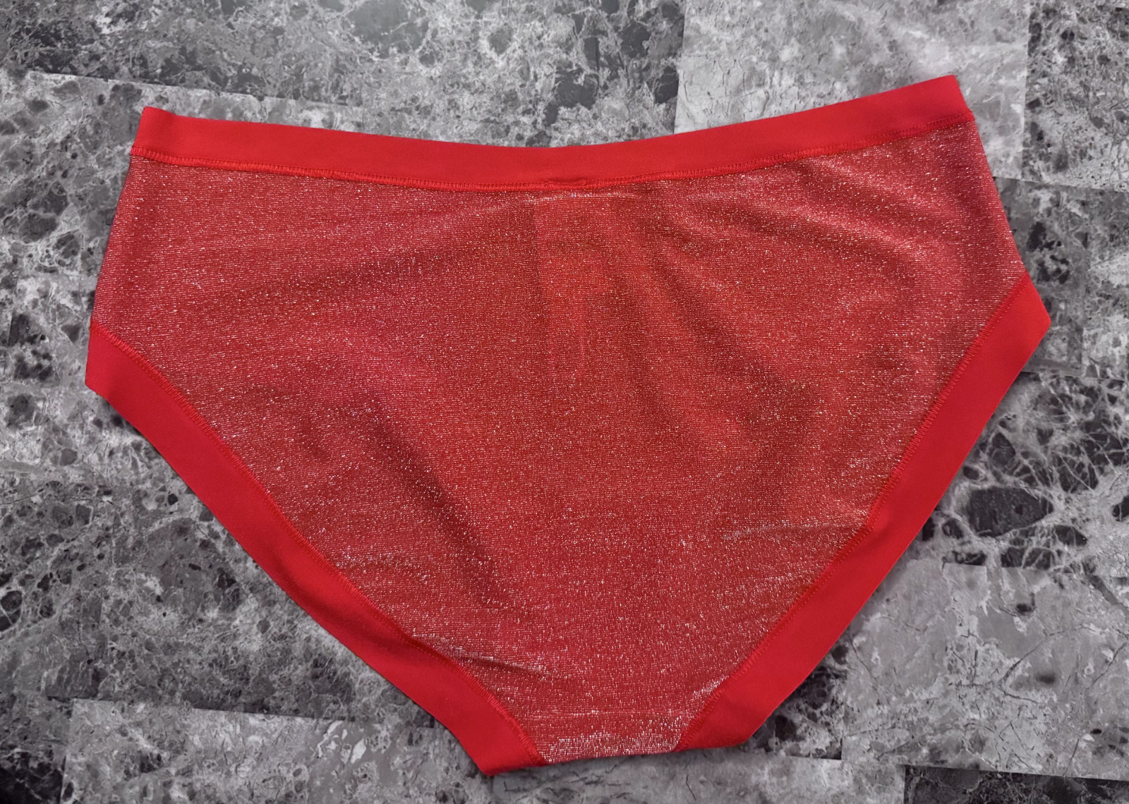 VICTORIA’S SECRET PINK RED SILVER SPARKLE SHIMMER MESH NO SHOW HIPHUGGER PANTIES