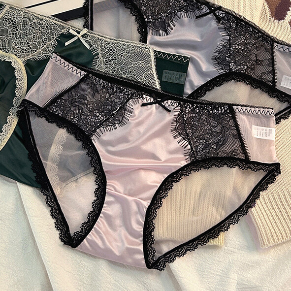 1 or 5 Pack Lot Womens Vintage Lace Satin Panties Underwear Sheer Brief Lingerie