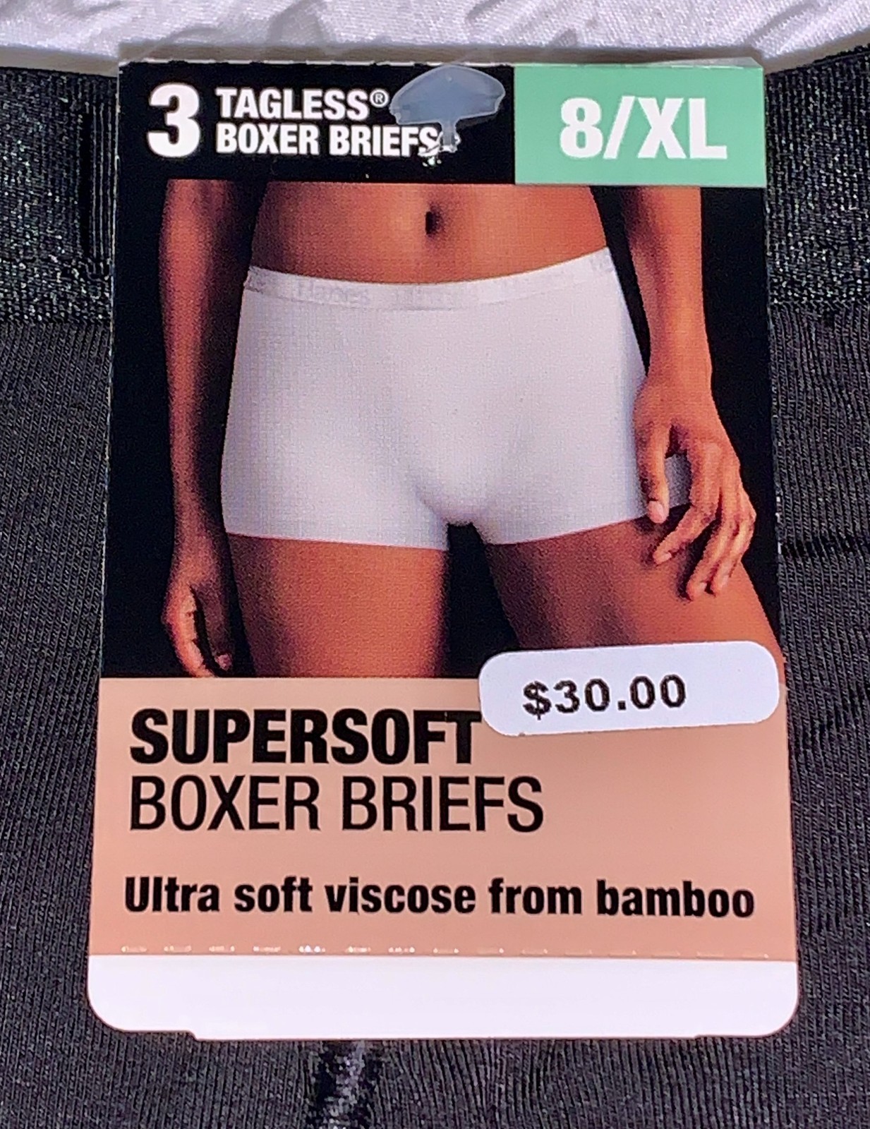 HANES 3 Pk Ultimate Supersoft Black Silver Boxer Brief Panty Womens Sz L 7 2XL 9