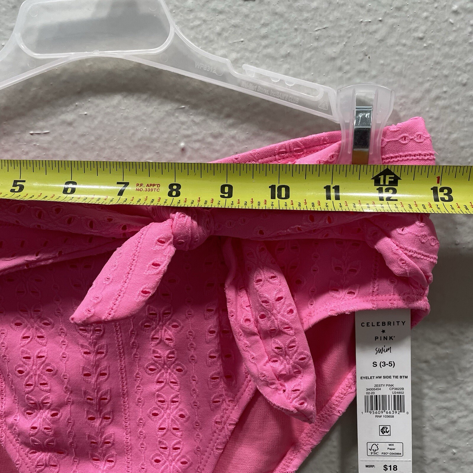 Celebrity Pink Swim NWT Pink Eyelet Side Tie Bottom Bikini Size S
