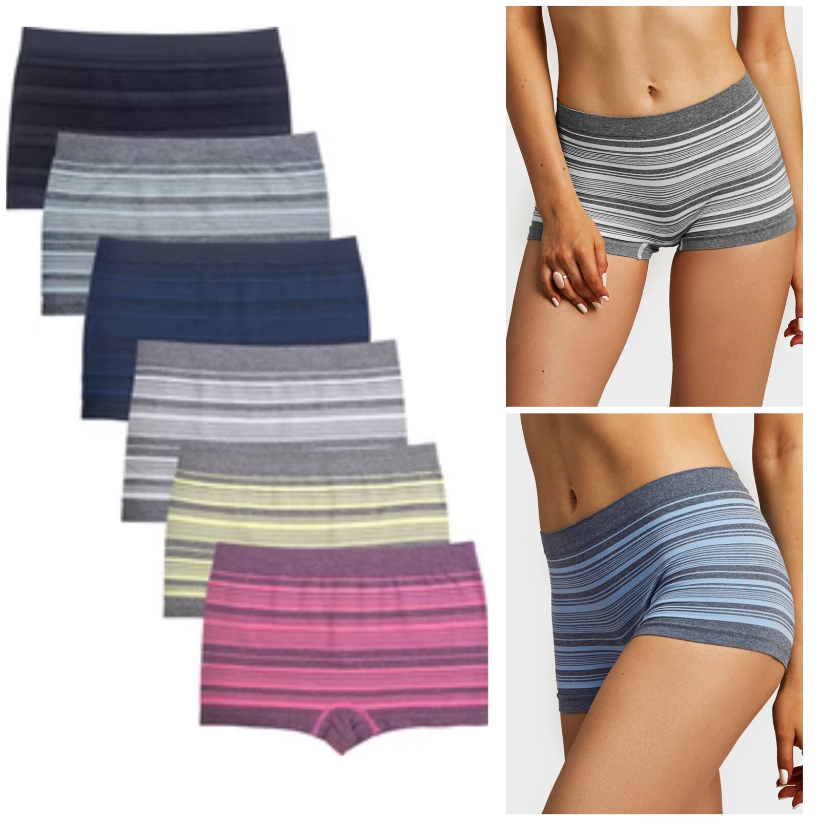 6 Pack Seamless Boyshorts Womens Underwear Lot Booty Panties Boxer Brief Spandex