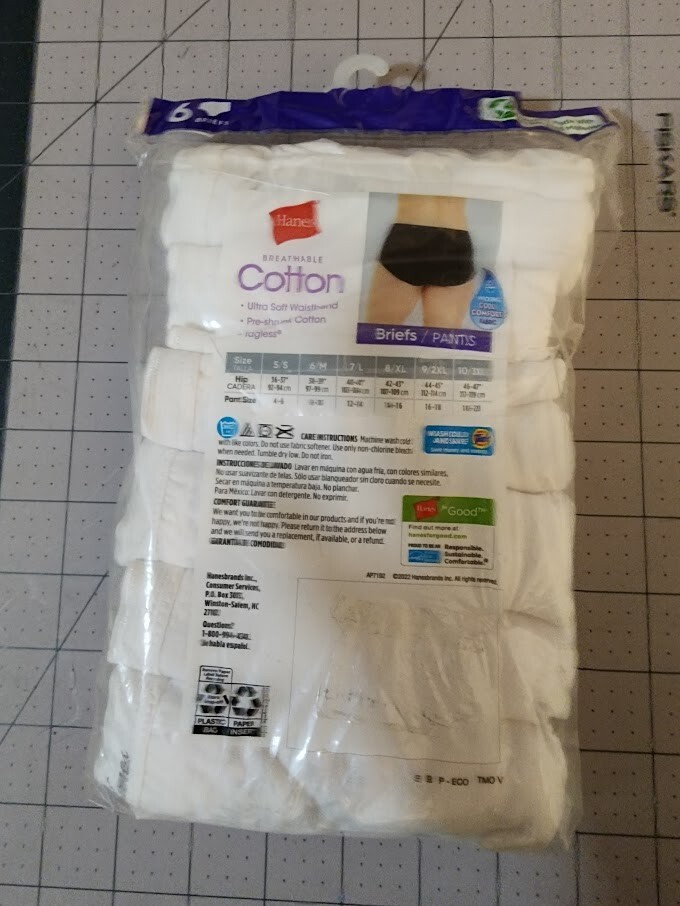 HANES 6-pack Size 6/M White Breathable Cotton Womens Briefs (No ride up) NEW