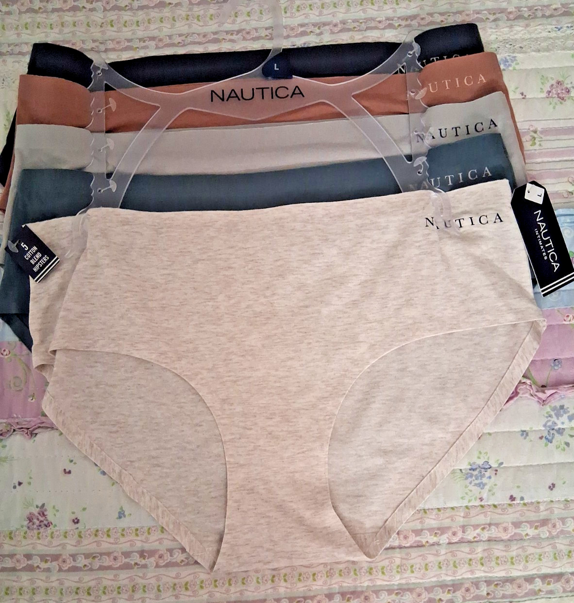NAUTICA WOMEN’S COTTON BLEND PANTIES UNDERWEAR 5 PACK SIZE LARGE NWT + 🎁