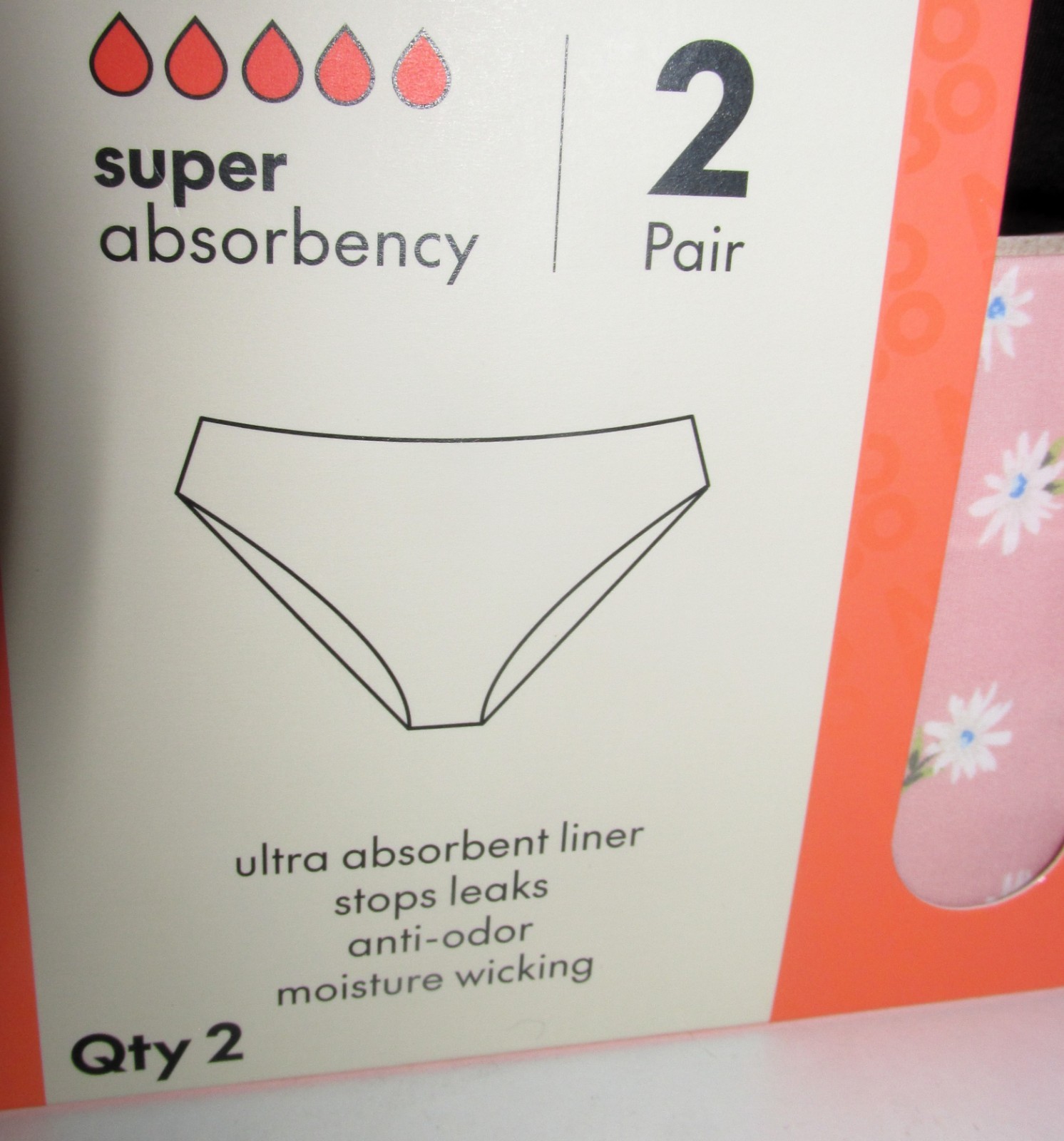 Womens 2 PACK Super Absorbency Period Panties (Size XL 16-18) BRAND NEW W TAGS
