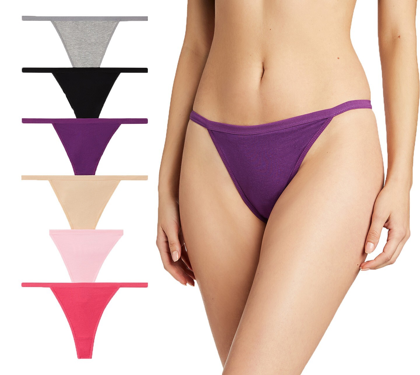 Women Cotton Thongs Lot underwear G String Sexy Pastel Panties Size XL Pack 6