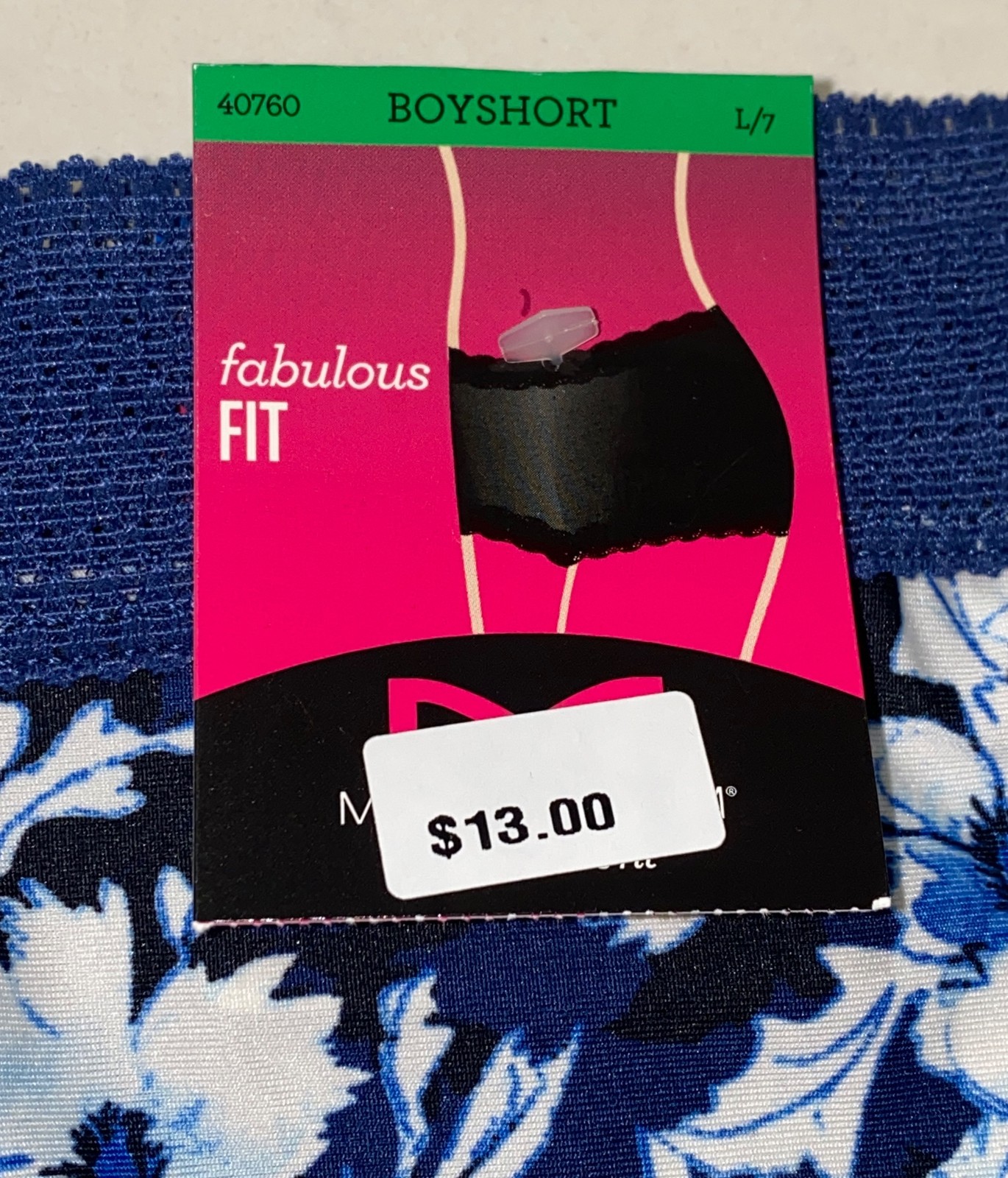 MAIDENFORM One Fab Fit Micro Floral Navy Blue Boyshort Panty Womens S M L XL 2XL