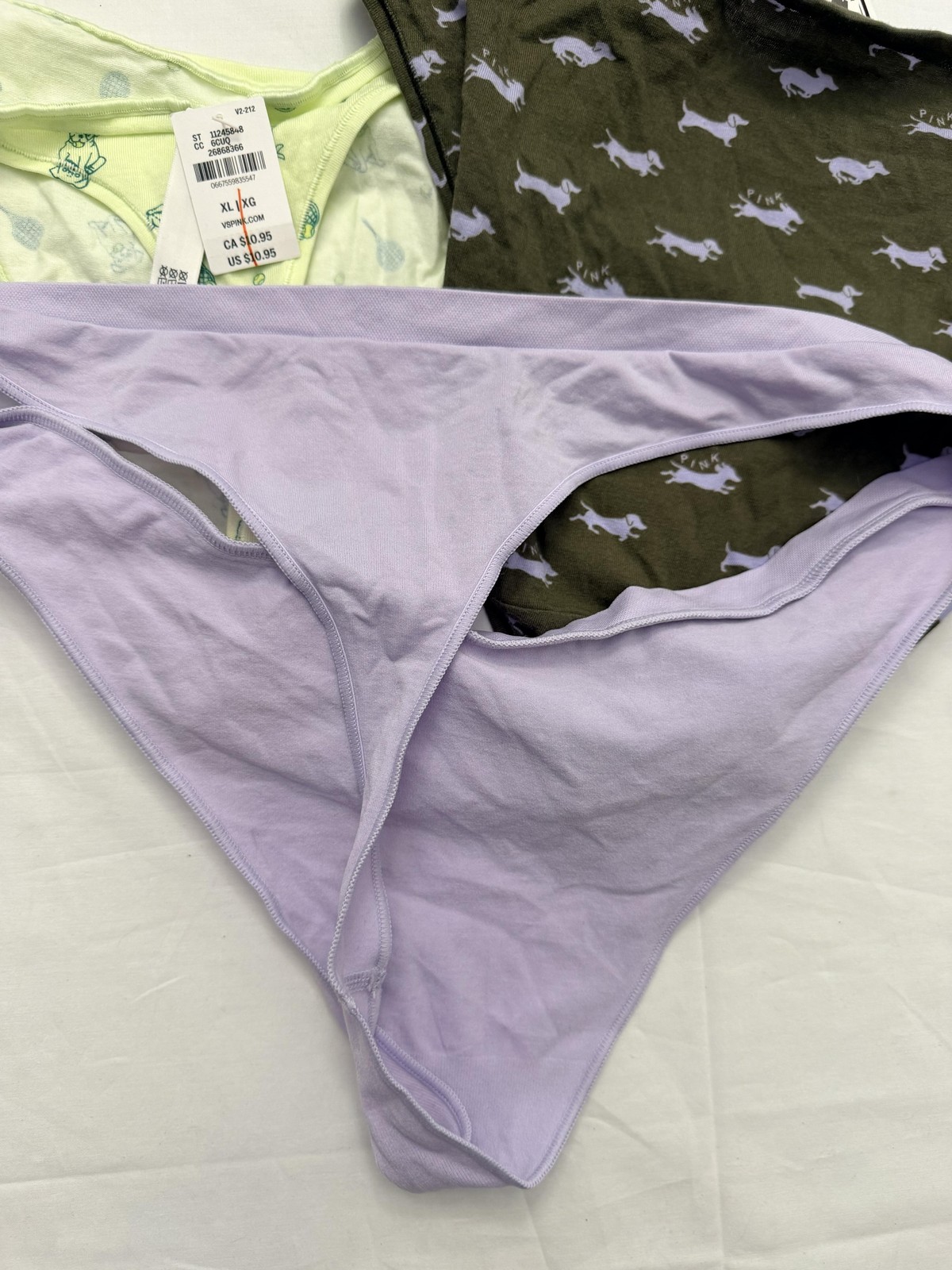 PINK Victoria’s Secret String Bikini Panties Womens XL 3 Pack Dog Multicolor