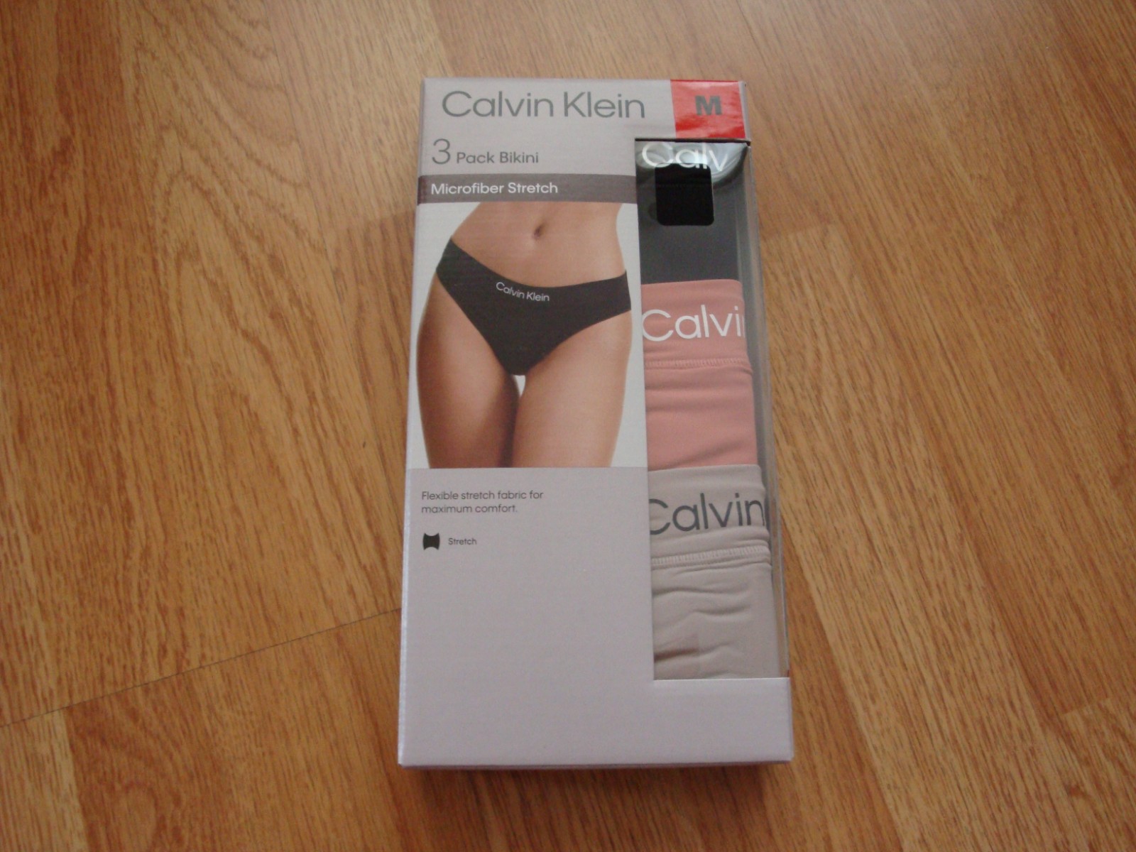 New Women’s Calvin Klein 3 Pack Bikini Michrofiber Stretch Panties M
