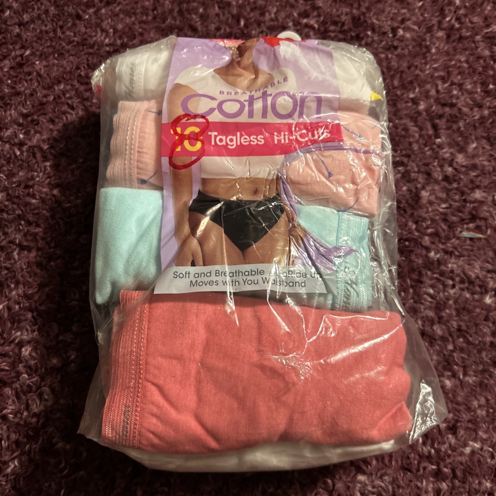 Breathable Cotton 8pc Tagless Hi-Cuts 10/3XL