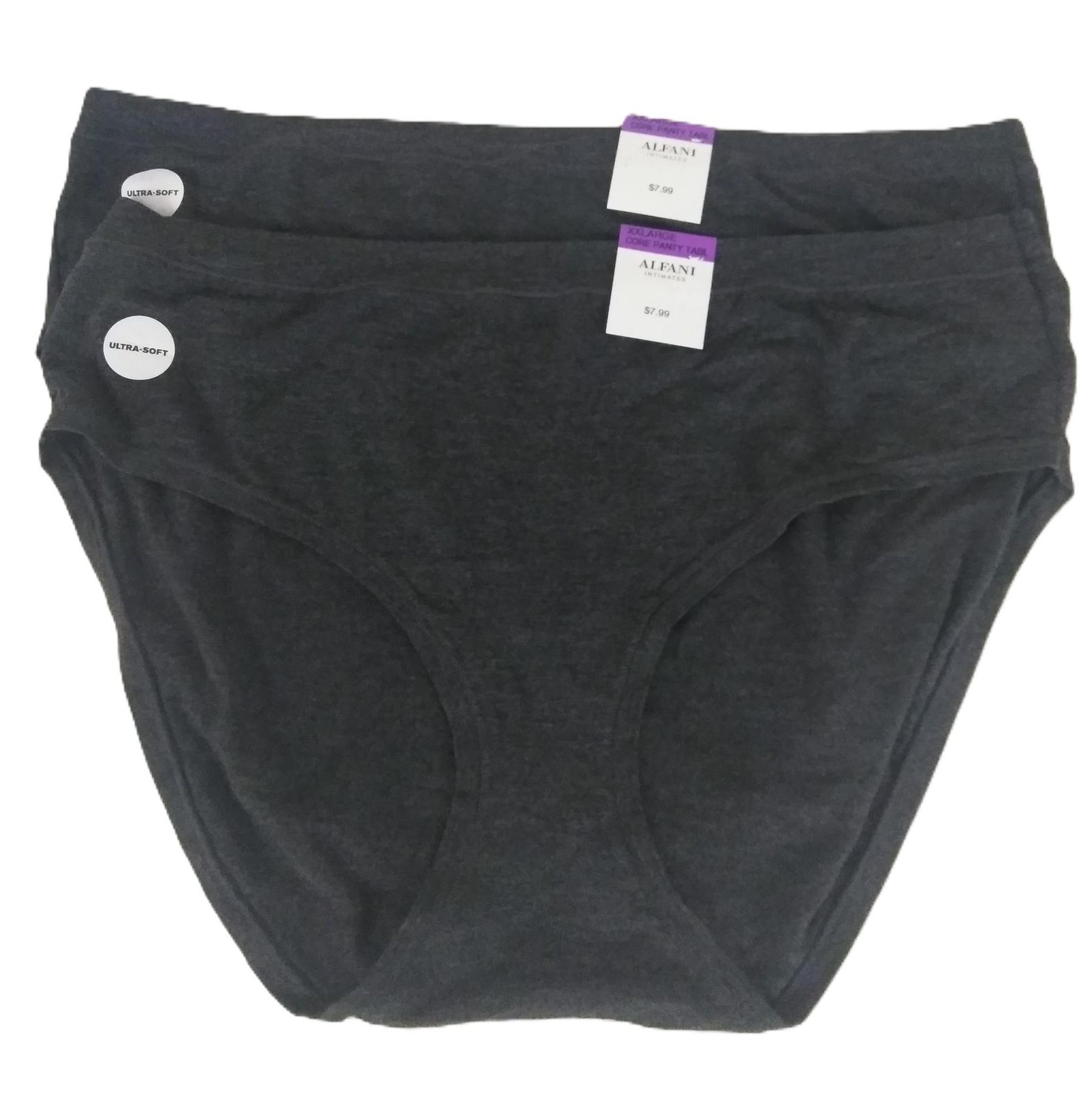 Alfani Intimates Womens XXL Panties Underwear Gray Charcoal Ultra Soft 2 Pairs