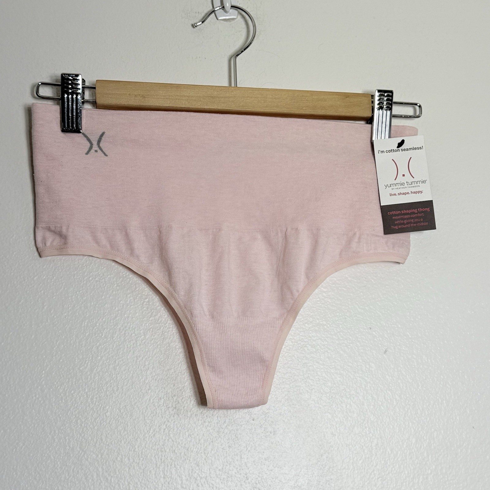 Yummie Tummie Gina Cotton Shaping Thong Panties in Heathered Flesh YT5-043 M/L