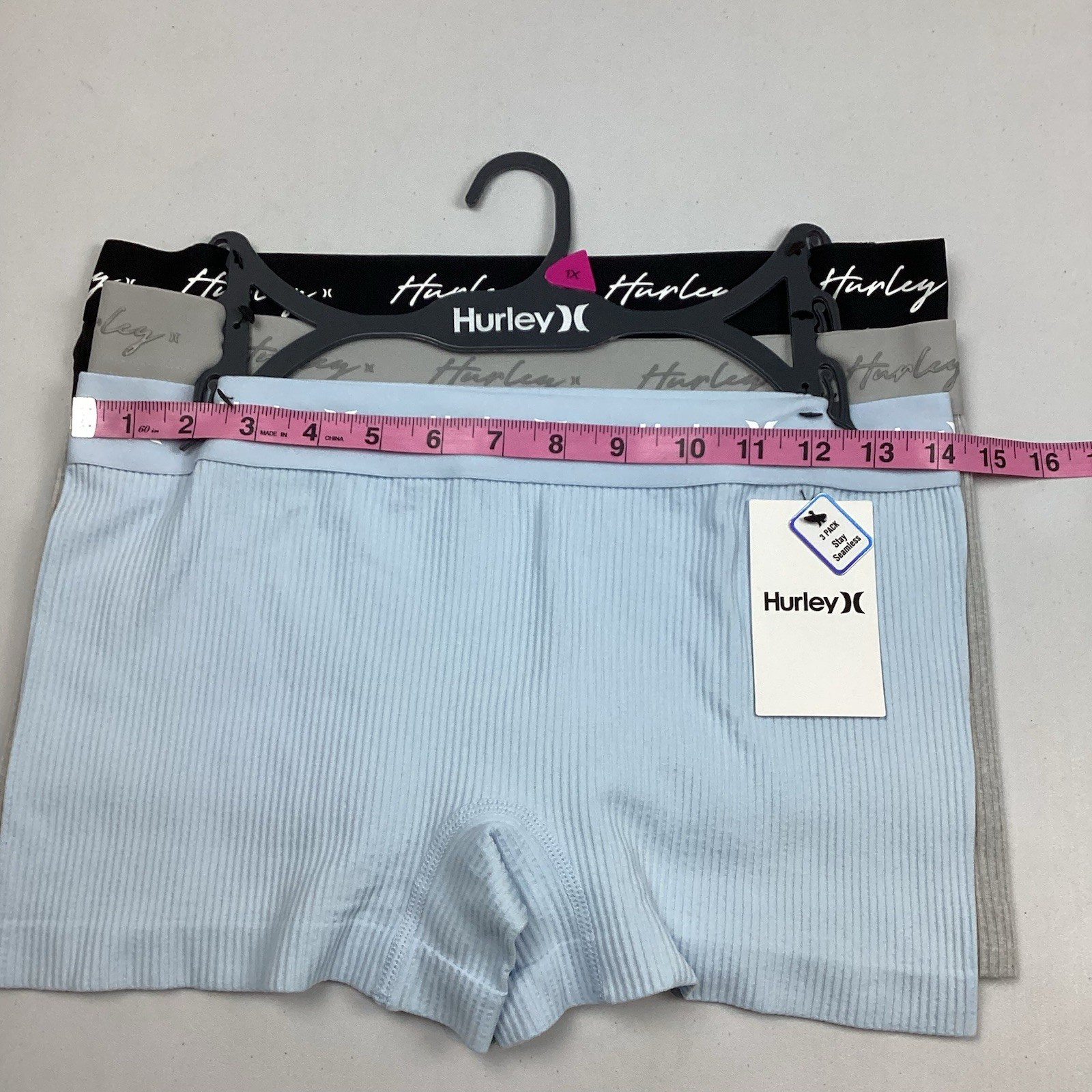 Hurley Women’s Seamless Boyshort Panty Underwear Sz 1X -3 PACK – NEW! Retail $46