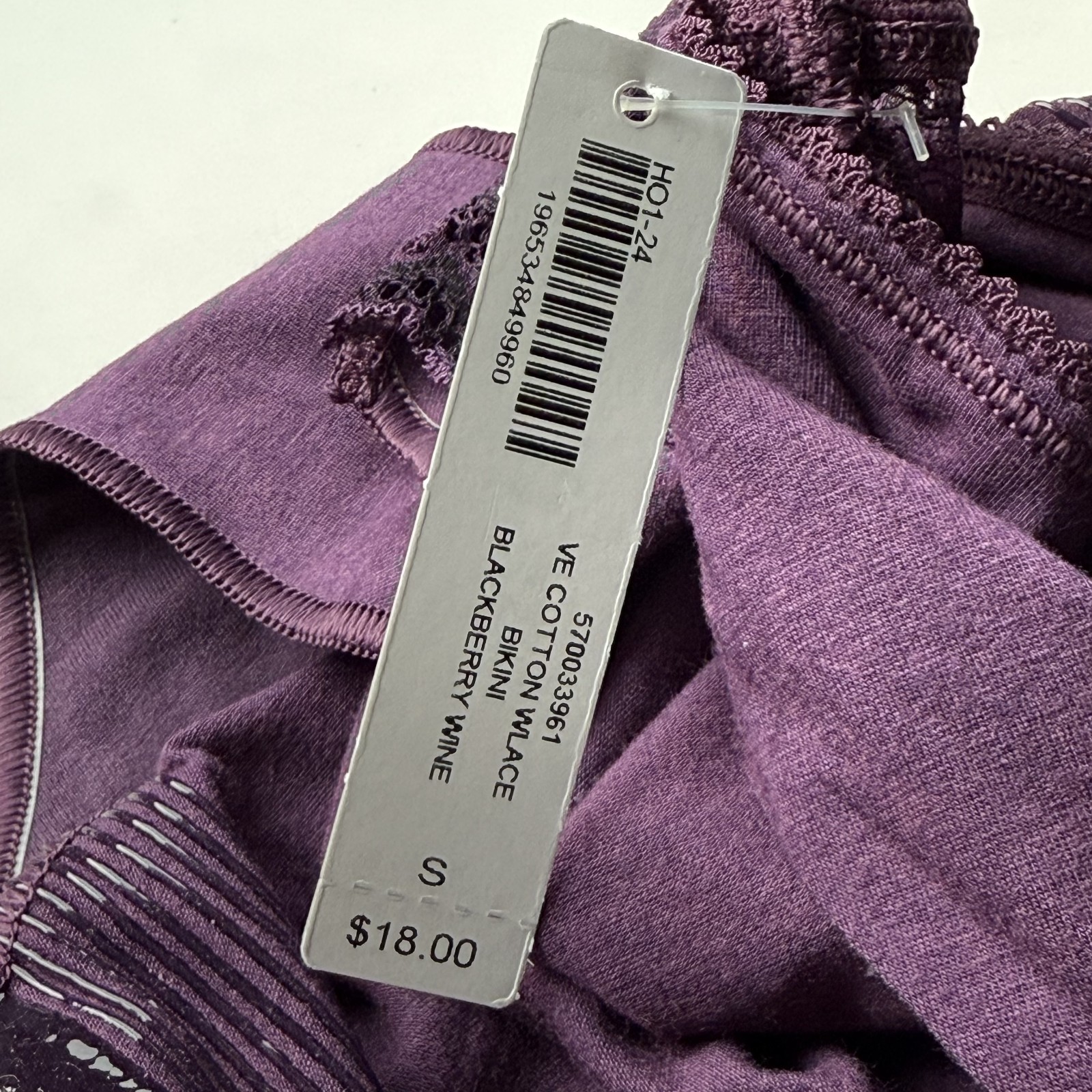 Soma Vanishing Edge Cotton Blend With Lace Bikini Panty Blackberry Wine SZ L