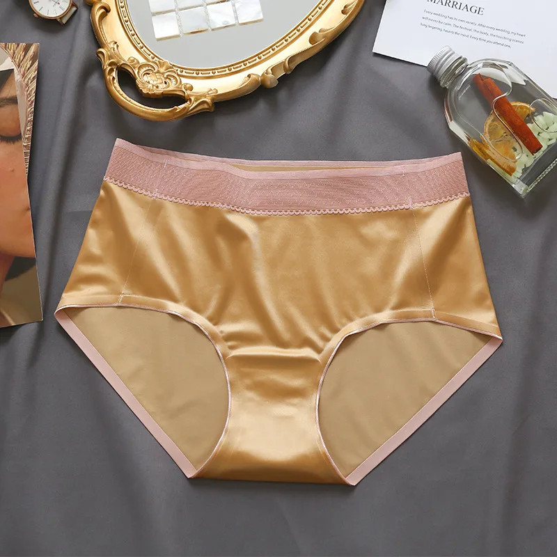 Seamless Briefs Mid Rise Satin Feel Smooth Breathable Panties Women Soft