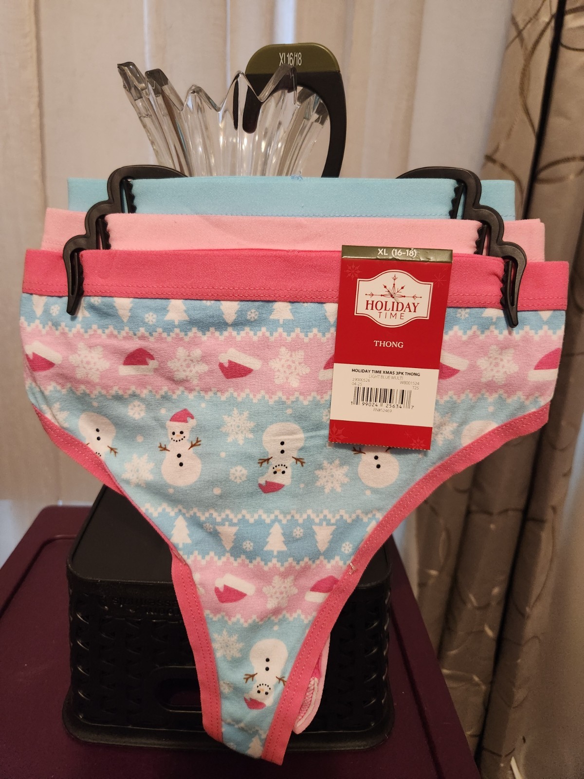 Holiday Time Women’s Thong Panties 3 Pair Snowman Winter XL 16/18 Cute BNWT
