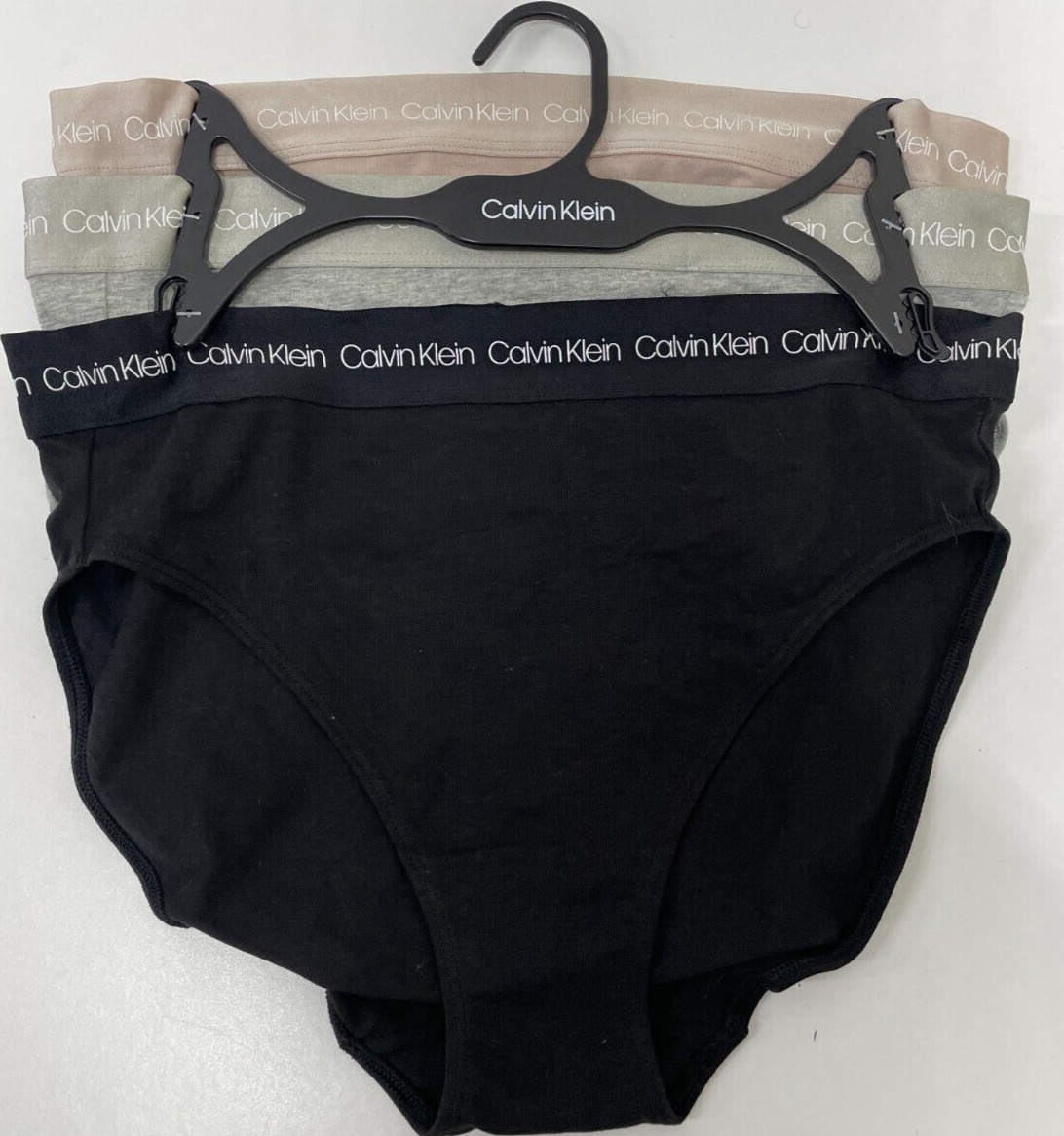 Calvin Klein 3 Pack Womens M Jacquard Waist Cotton Brief Bikini Underwear Panty