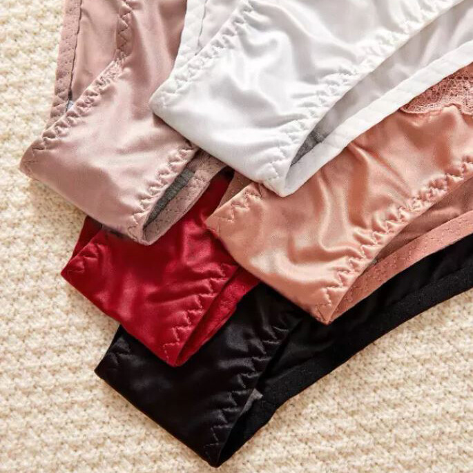5PCS/LOT Sexy Womens Silky Satin Panties Briefs Ladies Underpants Lingeries Pack