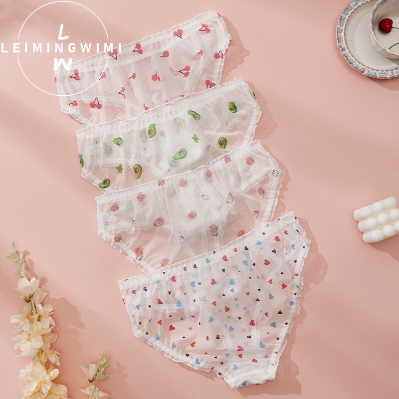 4 Pack Lot Sexy Womens See Through Sheer Panties Briefs Underwear Lingeries Mesh